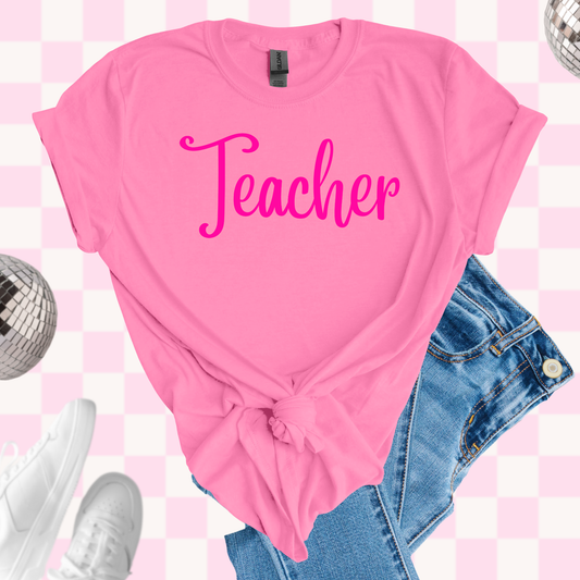 Pink teacher tshirt