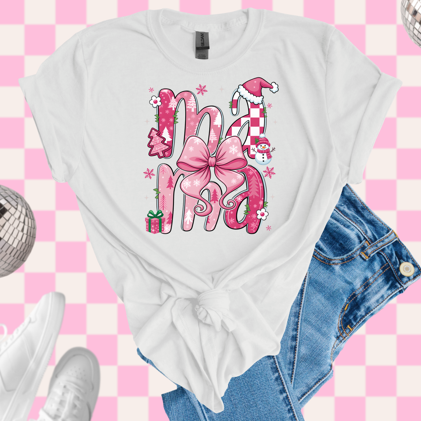 Pink Holiday mama shirt