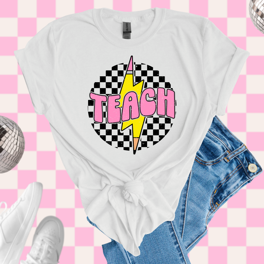 Retro checkered teach tshirt