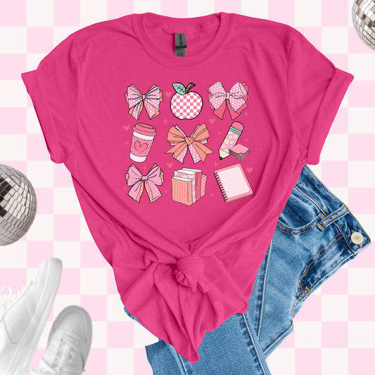 Pink school symbols tshirt