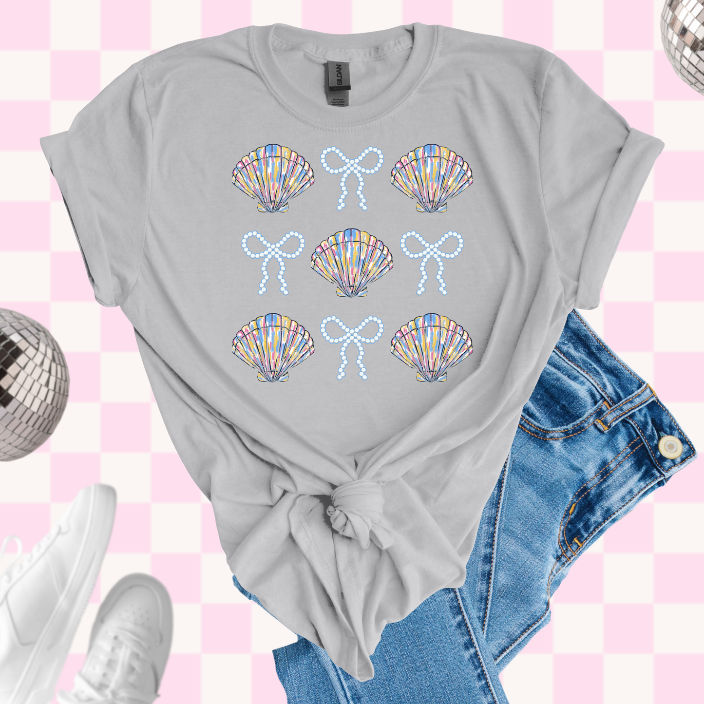 Blue Coquette seashell tshirt
