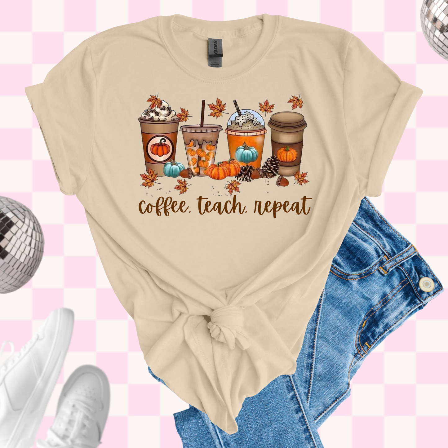 Coffee, teach repeat fall tshirt