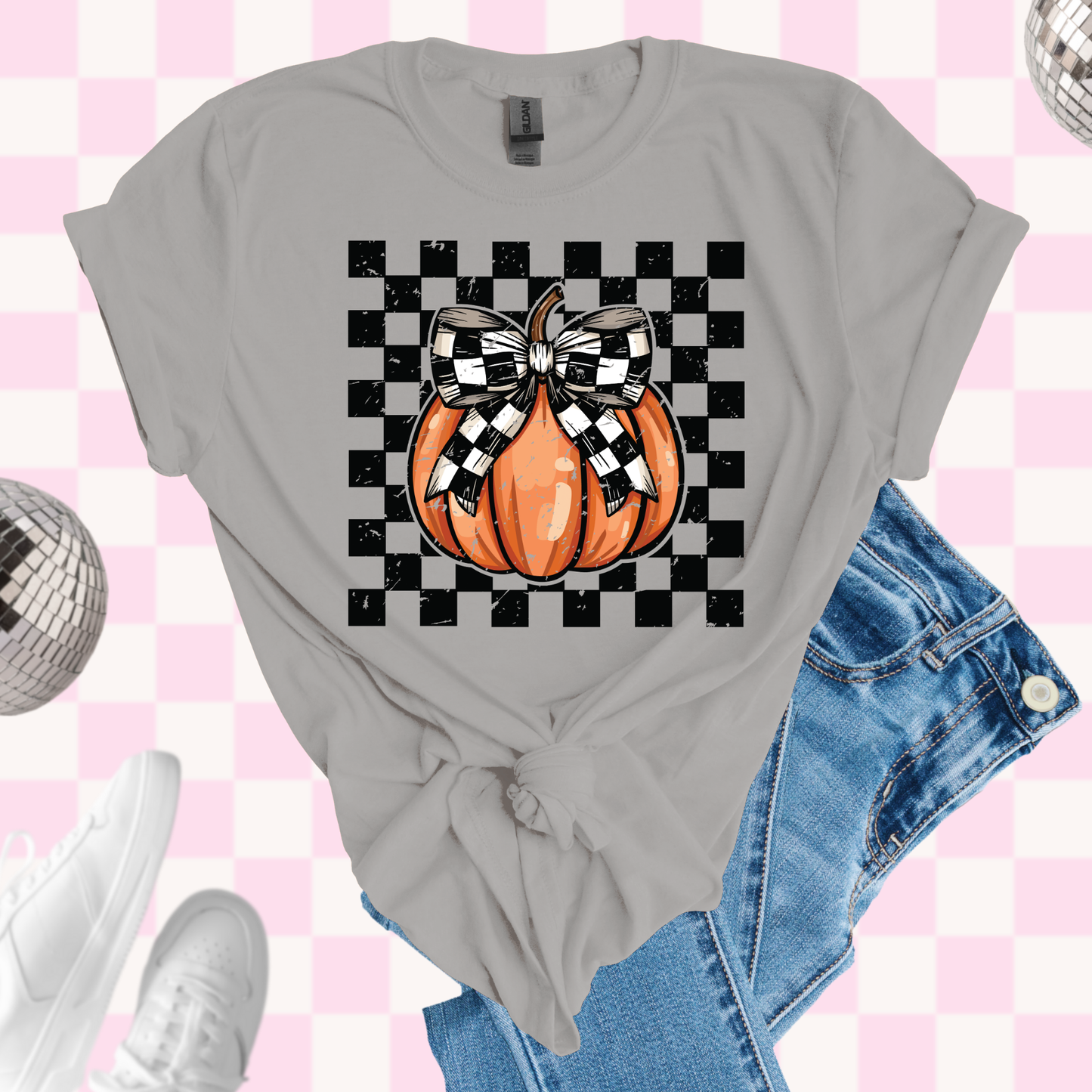 Checkered pumpkin tshirt