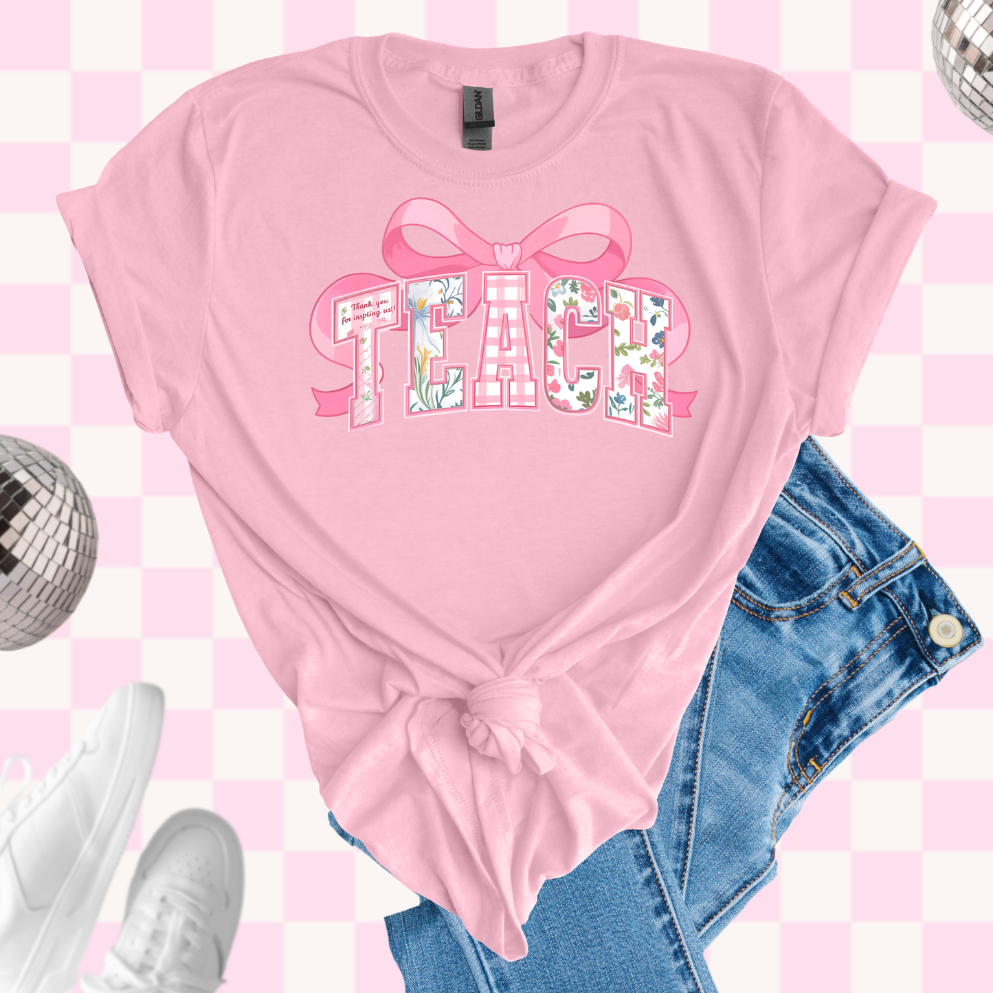 Pink teach tshirt