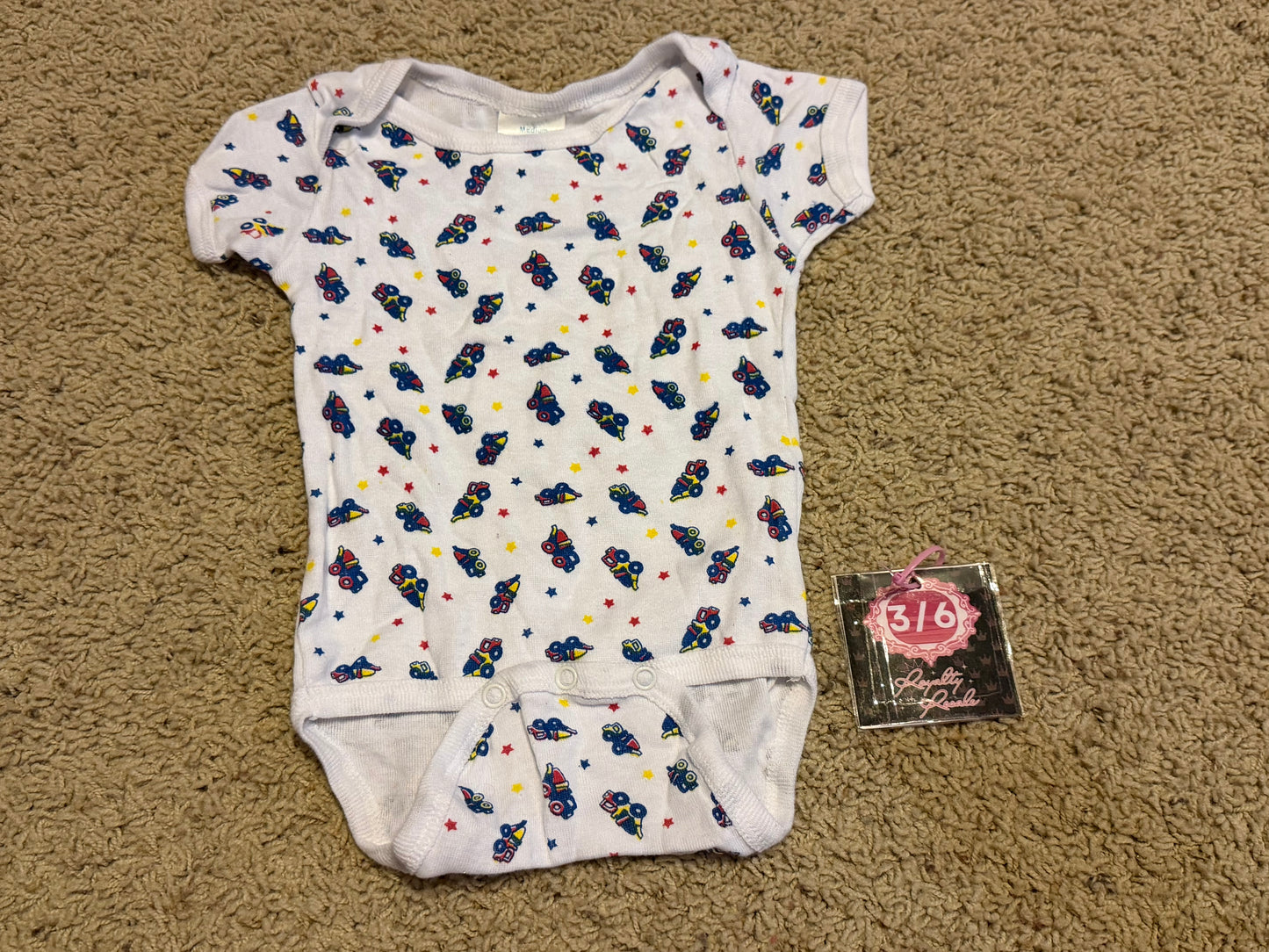 3/6m vehicles onesie