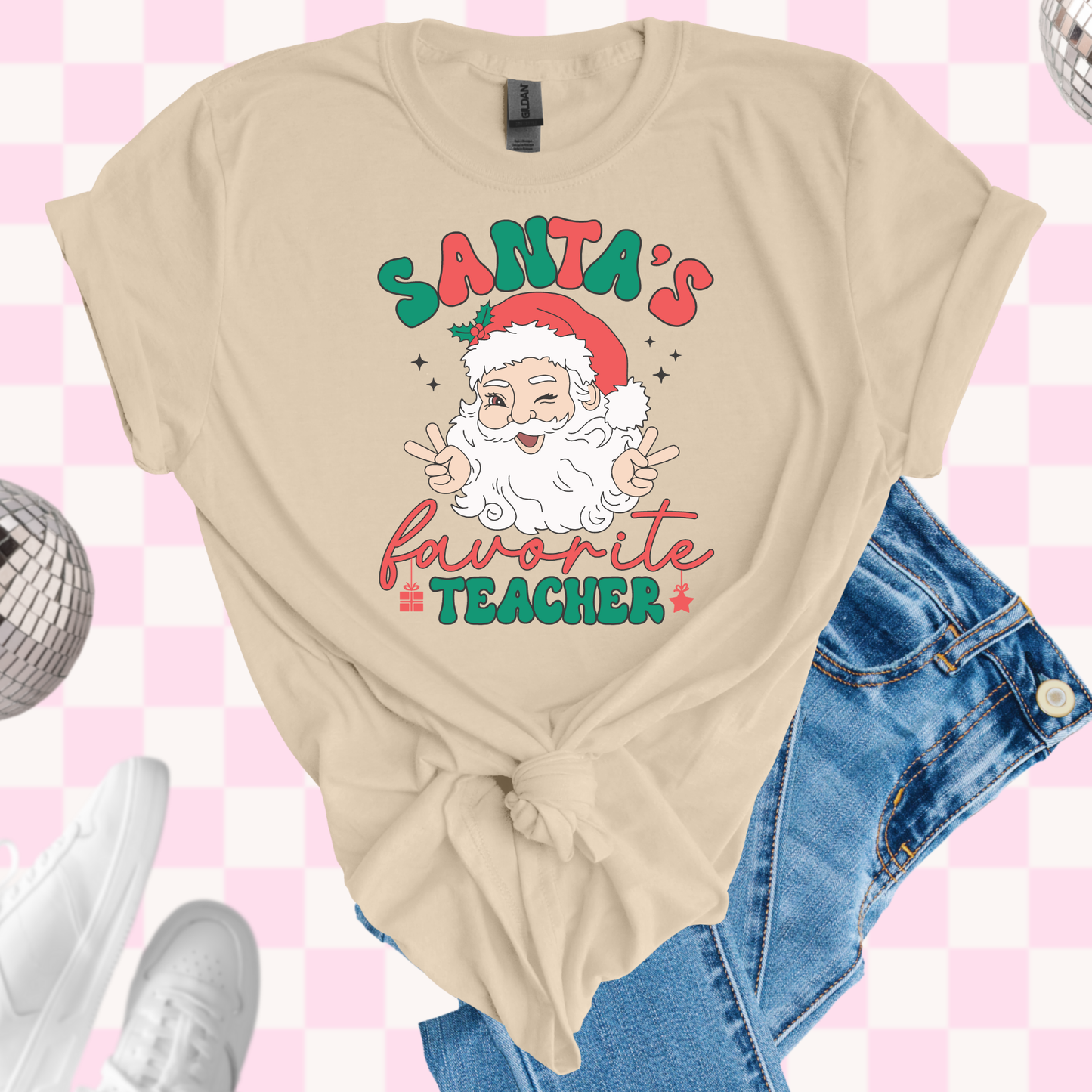 Santa's favorite teacher shirt