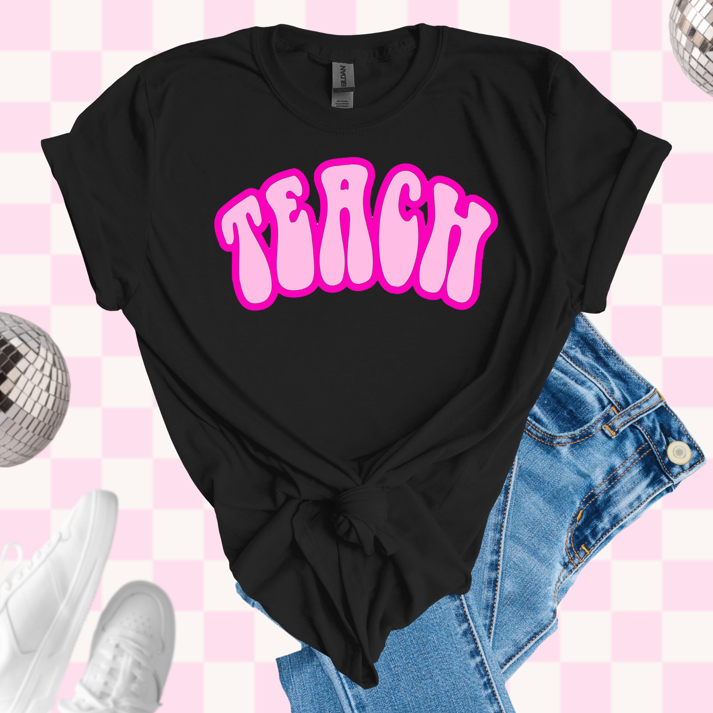 Pink teach tshirt