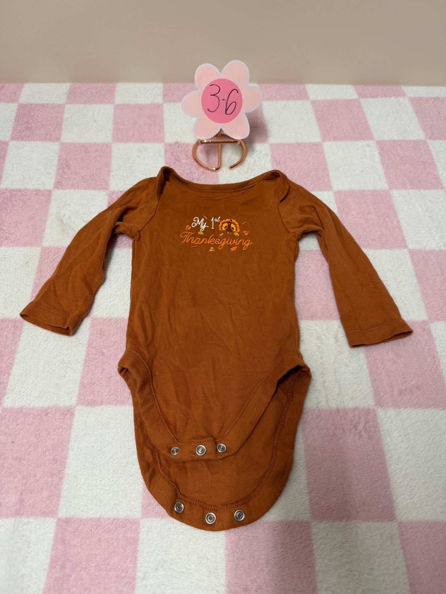 3/6m 1st thanksgiving onesie