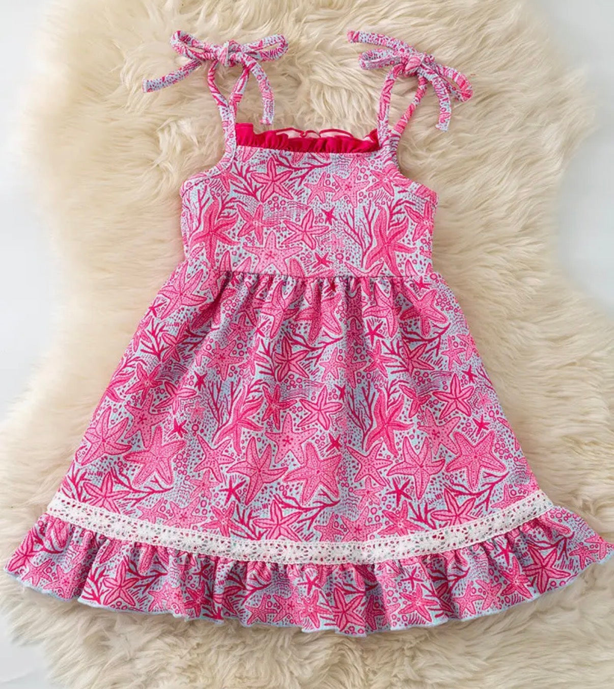 Pink Starfish Tie-Strap Dress