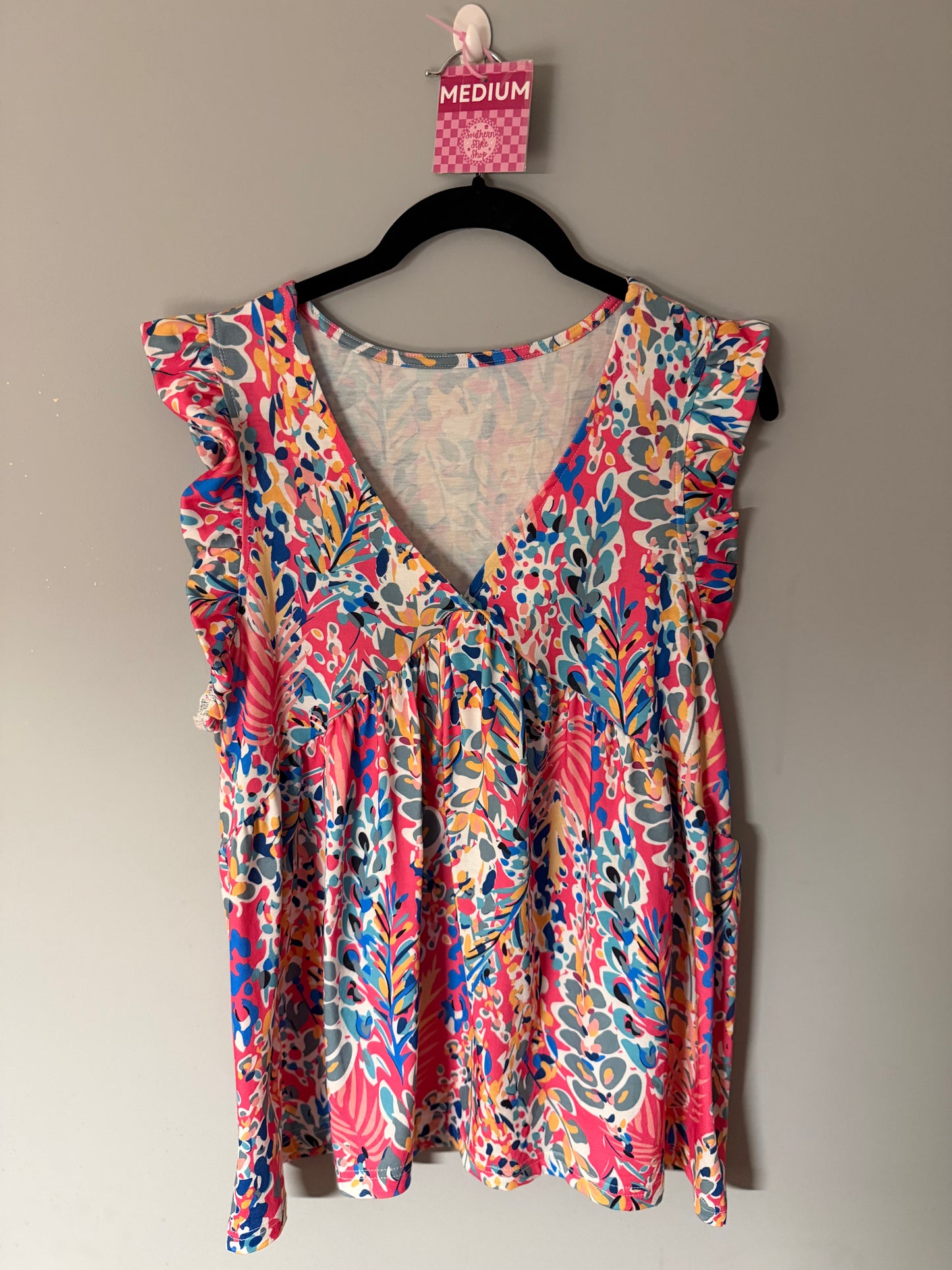 Multicolor Floral Ruffle Blouse – Medium