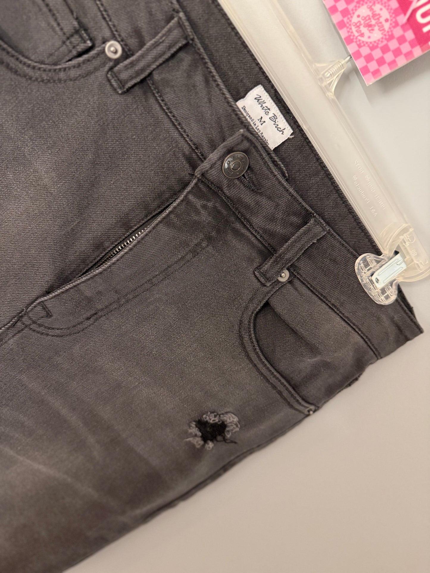 White Birch Black Distressed Jeans – Medium