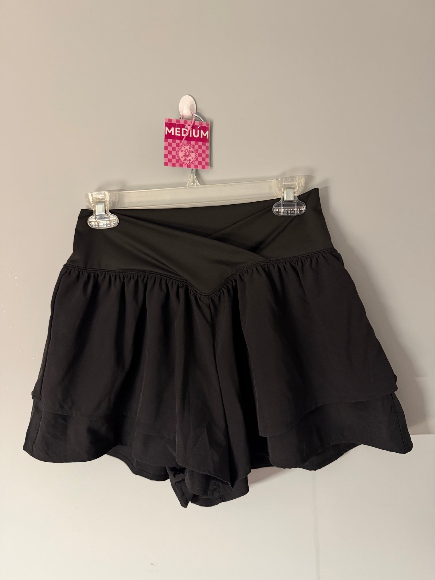 Black Ruffled Layered Shorts – Medium