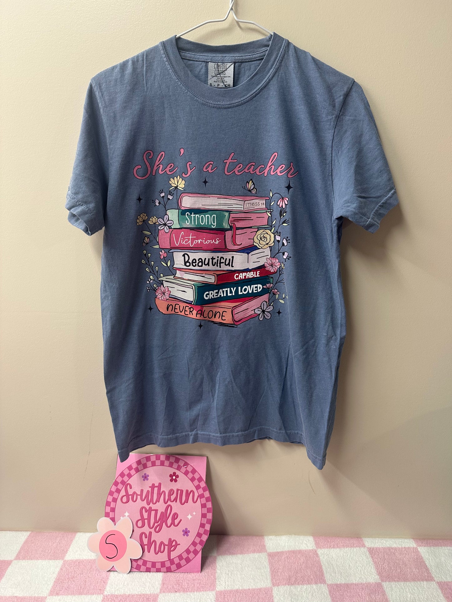Adult small she's a teacher tshirt