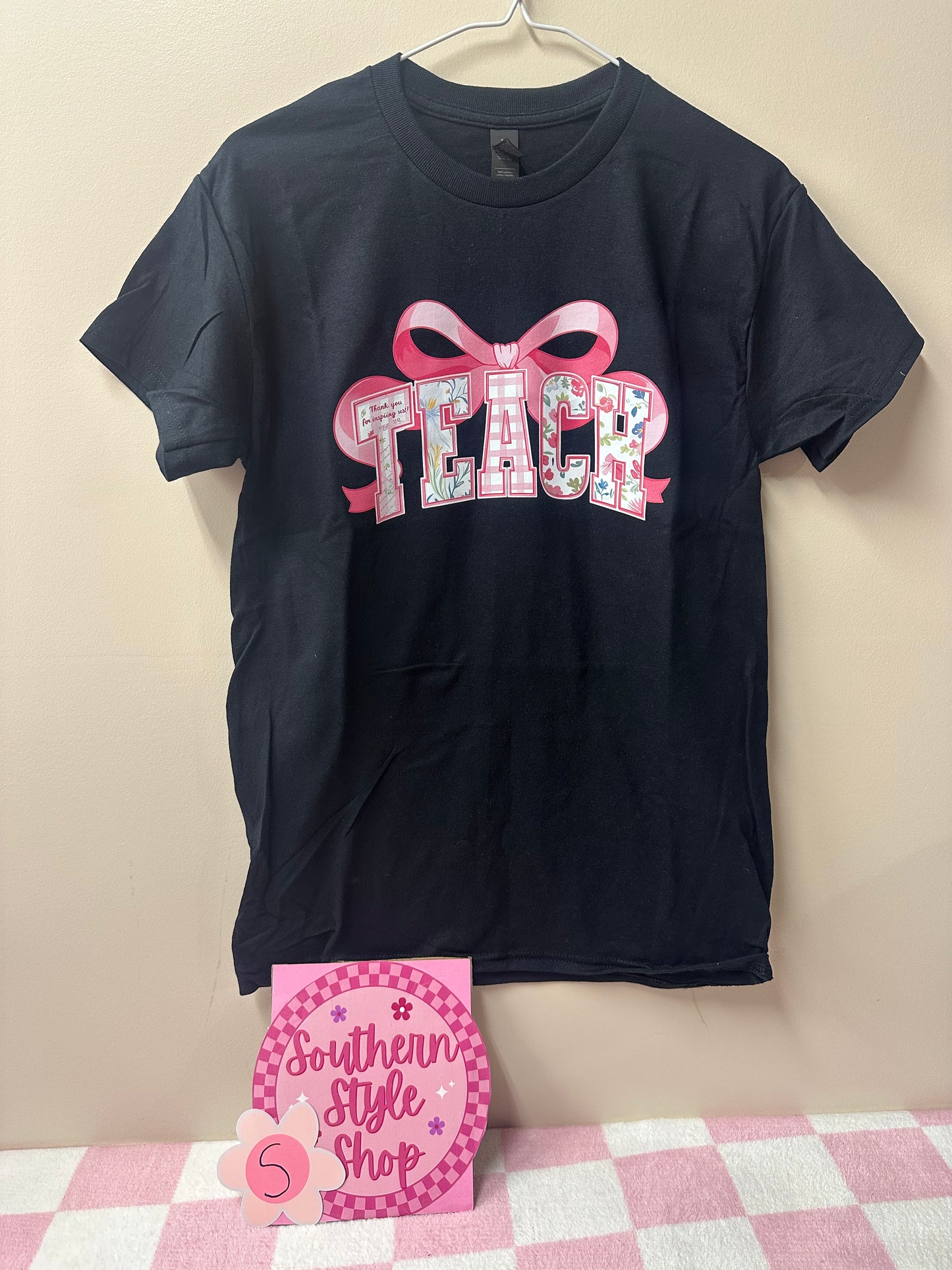 Adult small pink teach tshirt