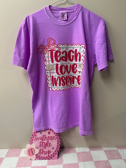Adult medium teach, love, inspire tshirt