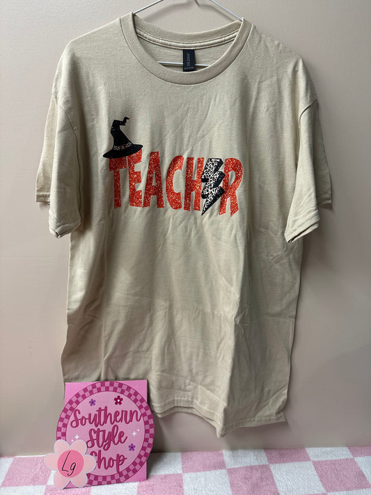 Adult large halloween teacher tshirt
