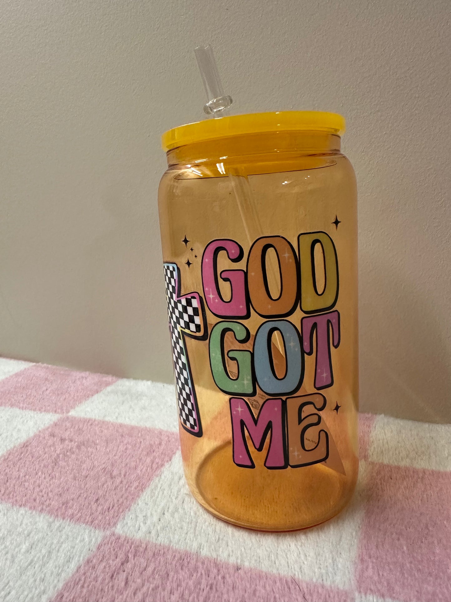 God got me glass cup
