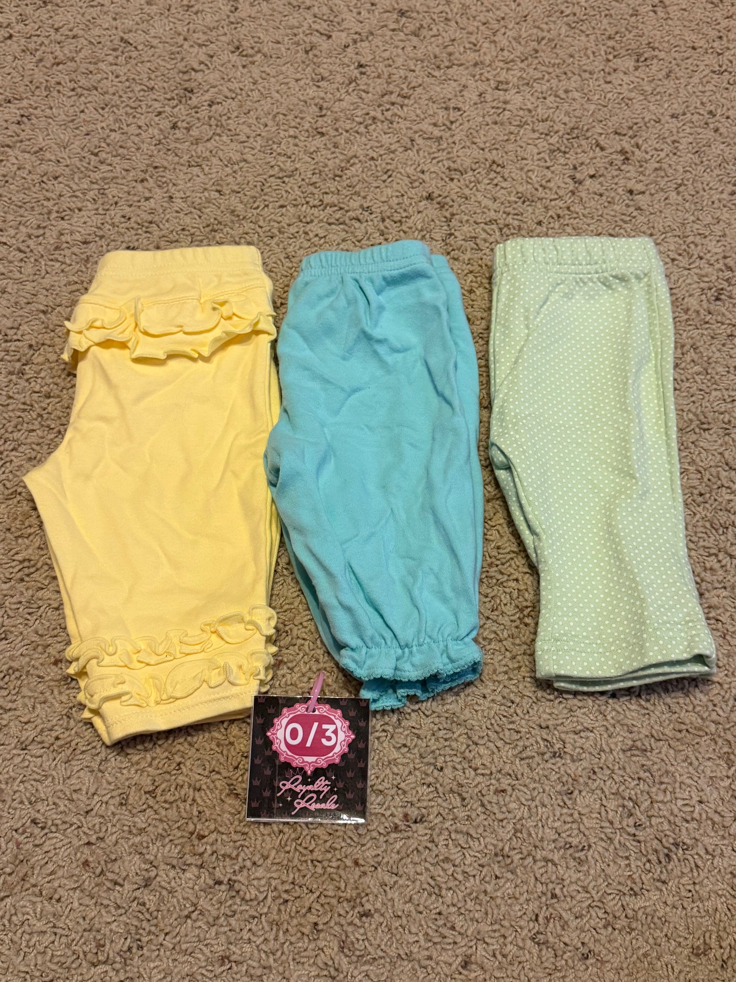 0/3m yellow, green, blue pants set