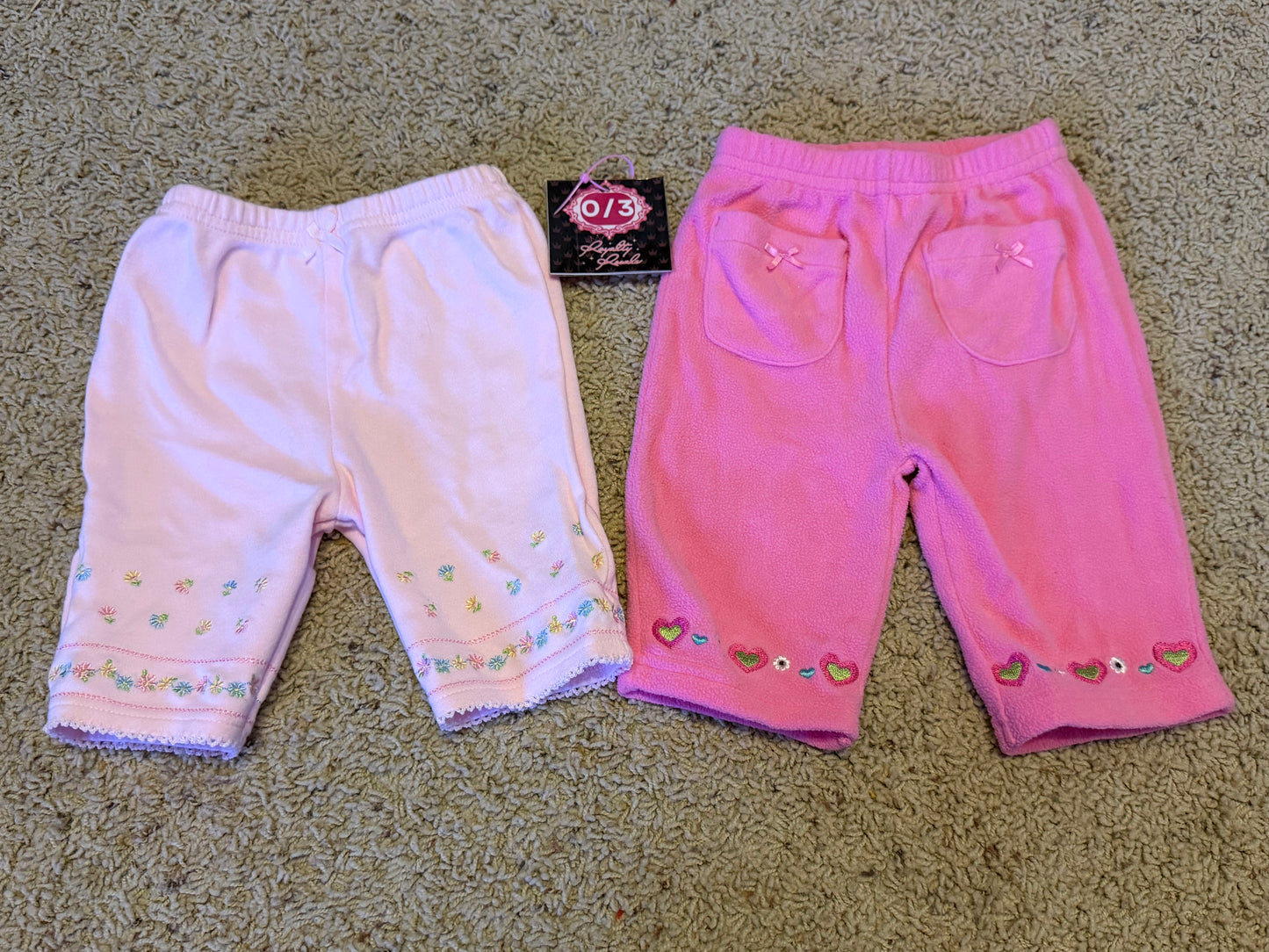 0/3m pink floral pants