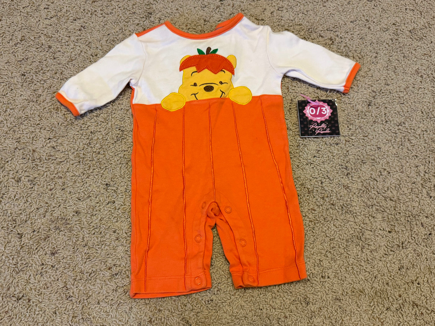 0/3m Pooh pumpkin outfit