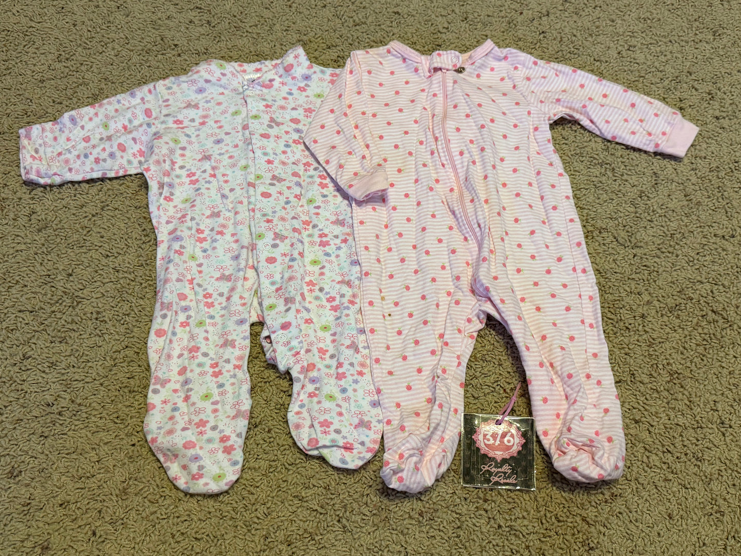 3/6m pink floral sleepers