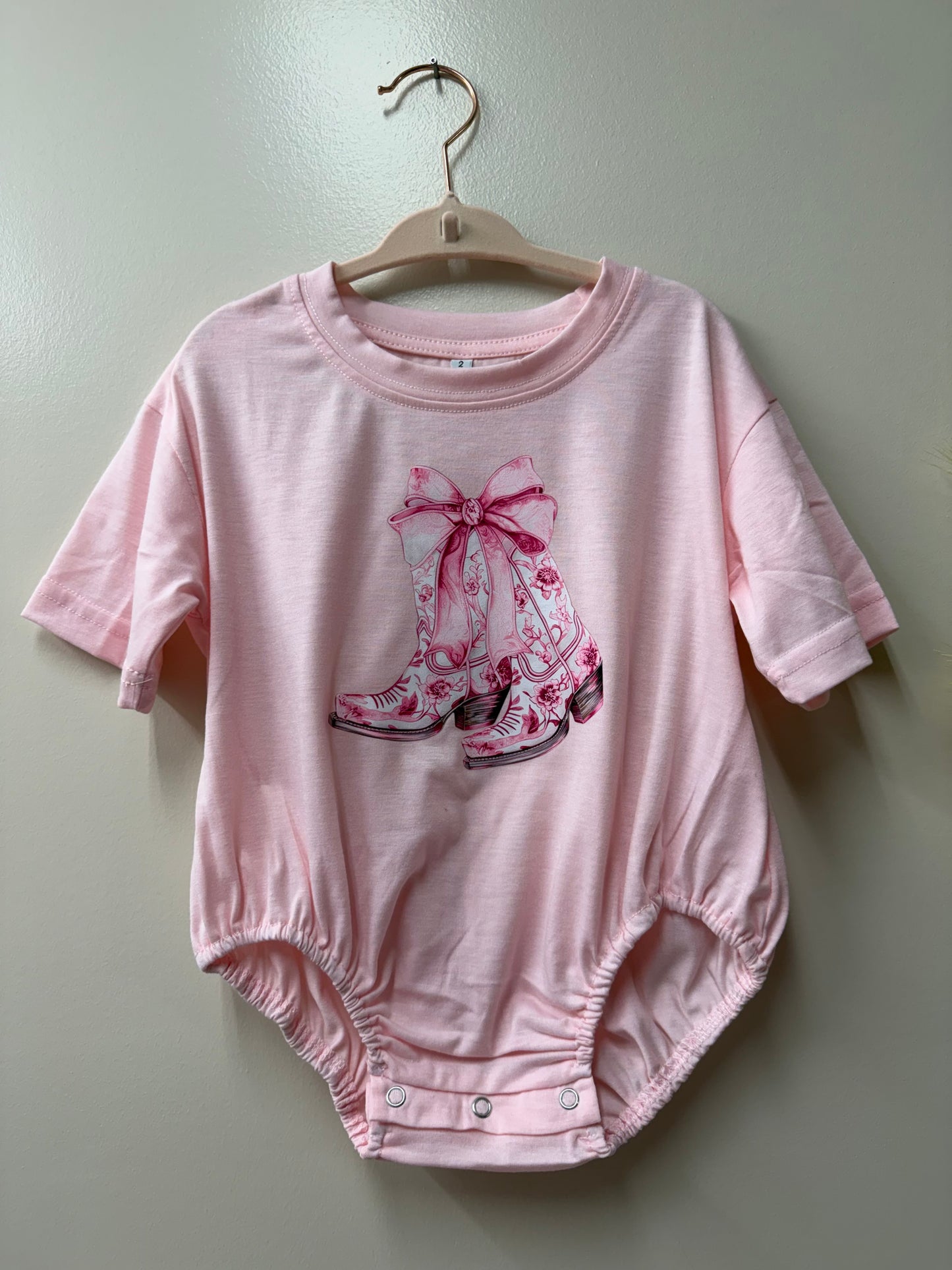 Pink Coquette Boots Graphic Onesie - 2T