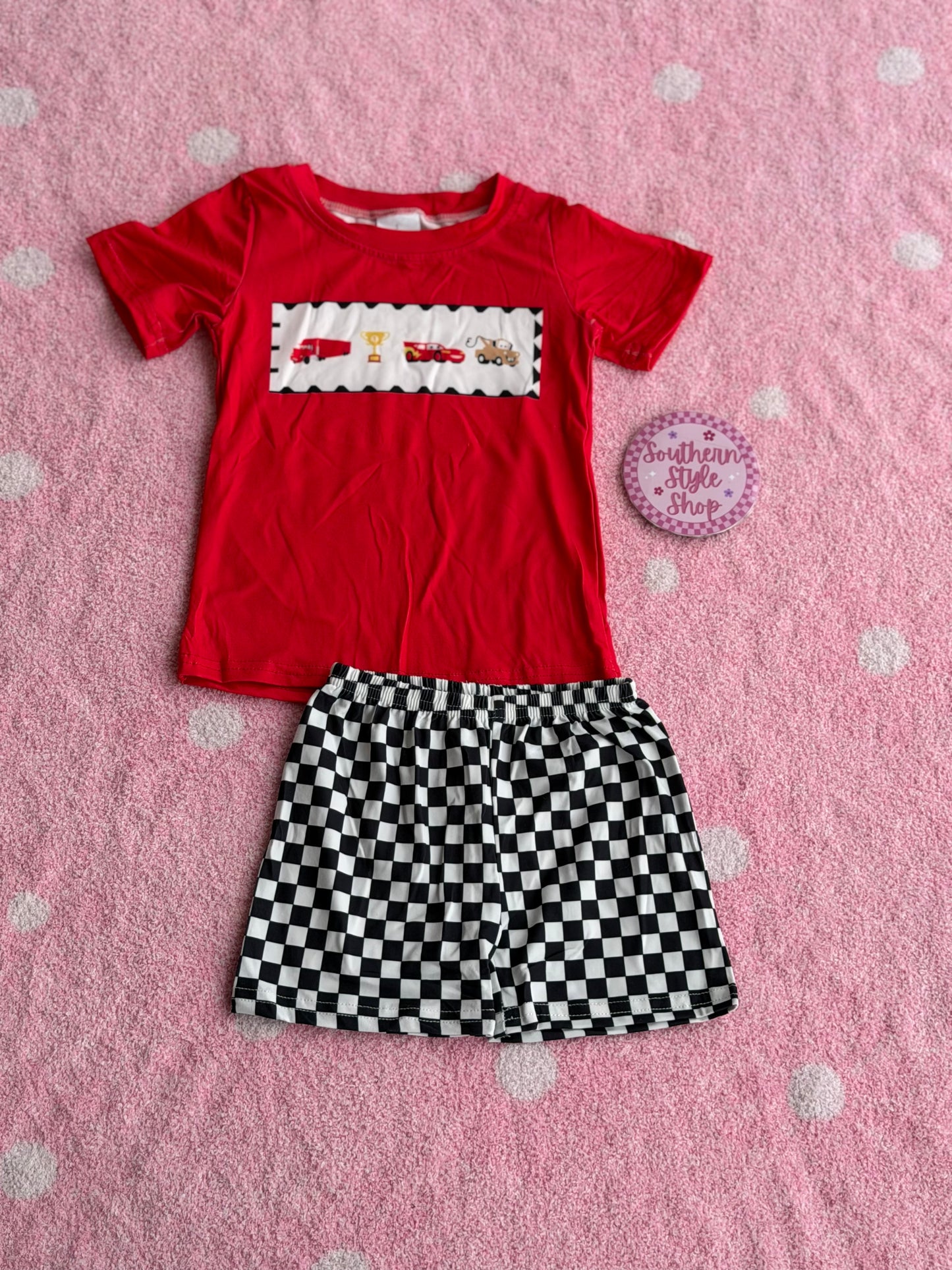 Race Day Checkered Short Set - 2T