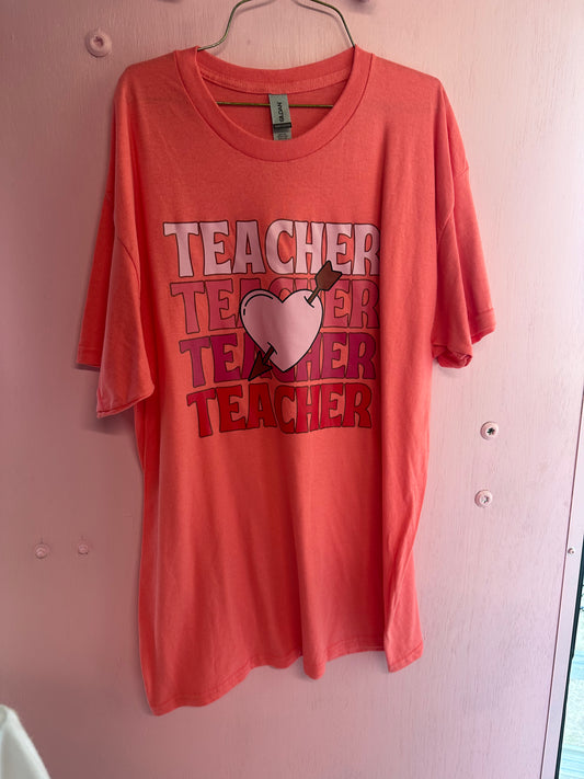 Adult large heart teacher tshirt