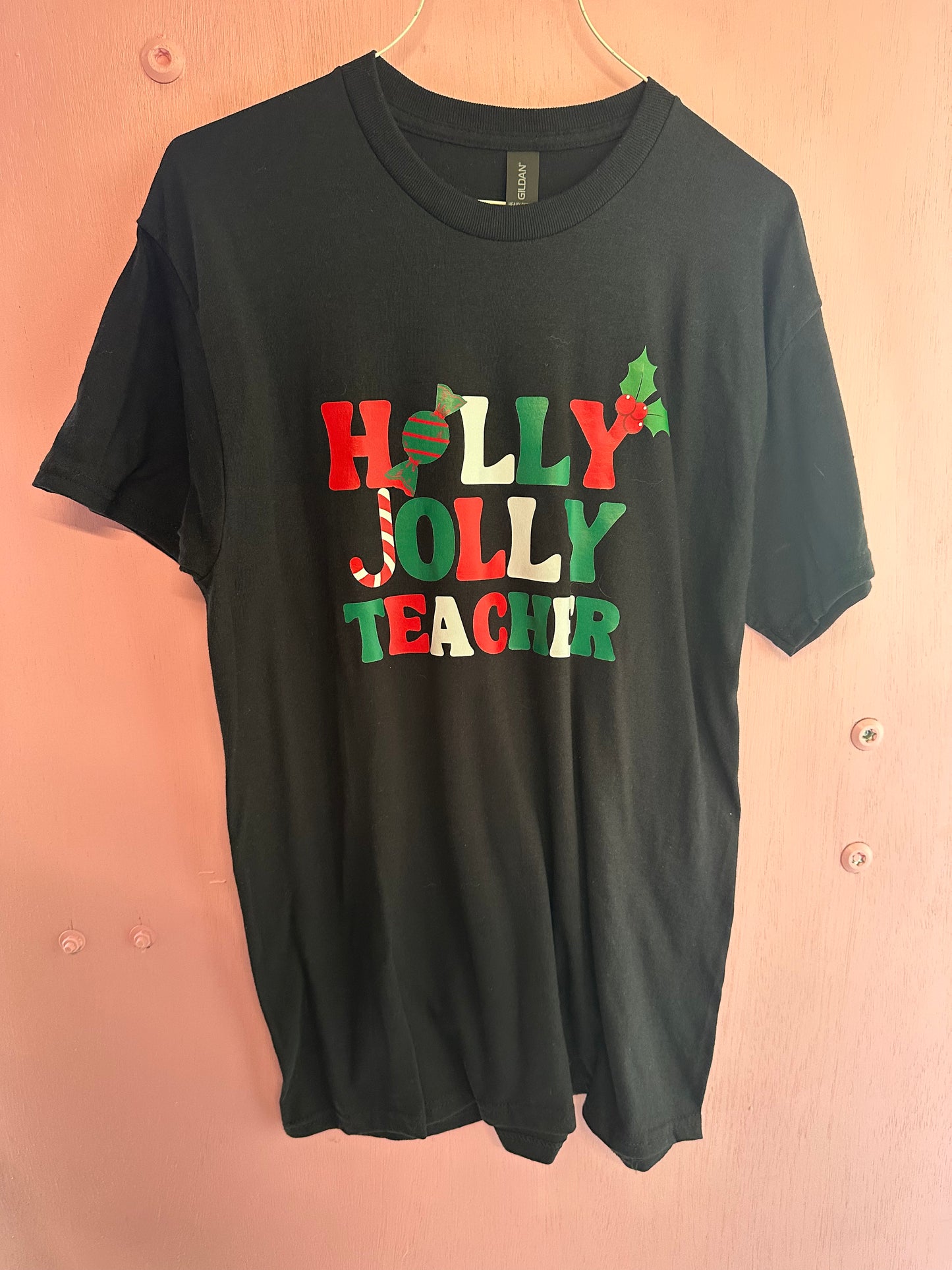 Adult medium holly jolly teacher tshirt