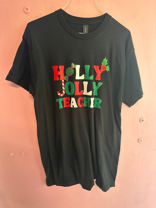 Adult medium holly jolly teacher tshirt