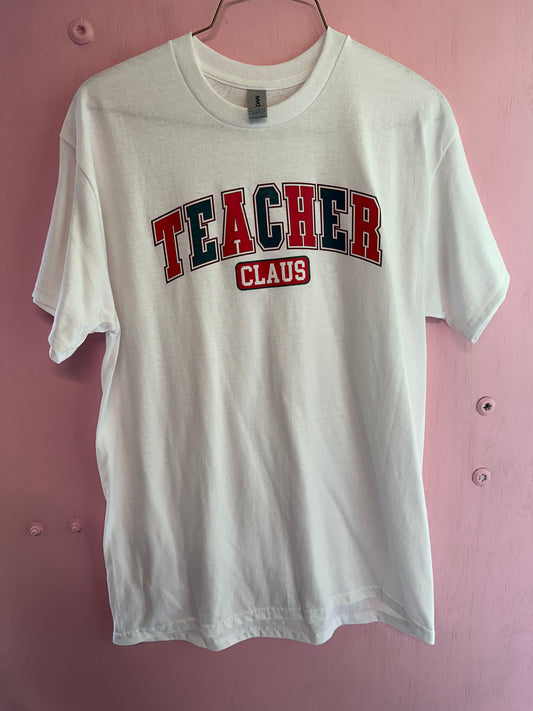 Adult medium teacher claus tshirt