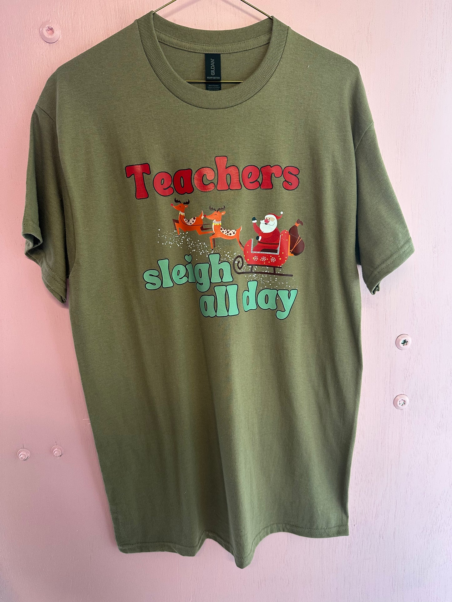 Adult medium teachers sleigh tshirt