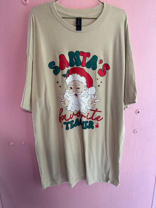 Adult xl Santa's favorite teacher tshirt
