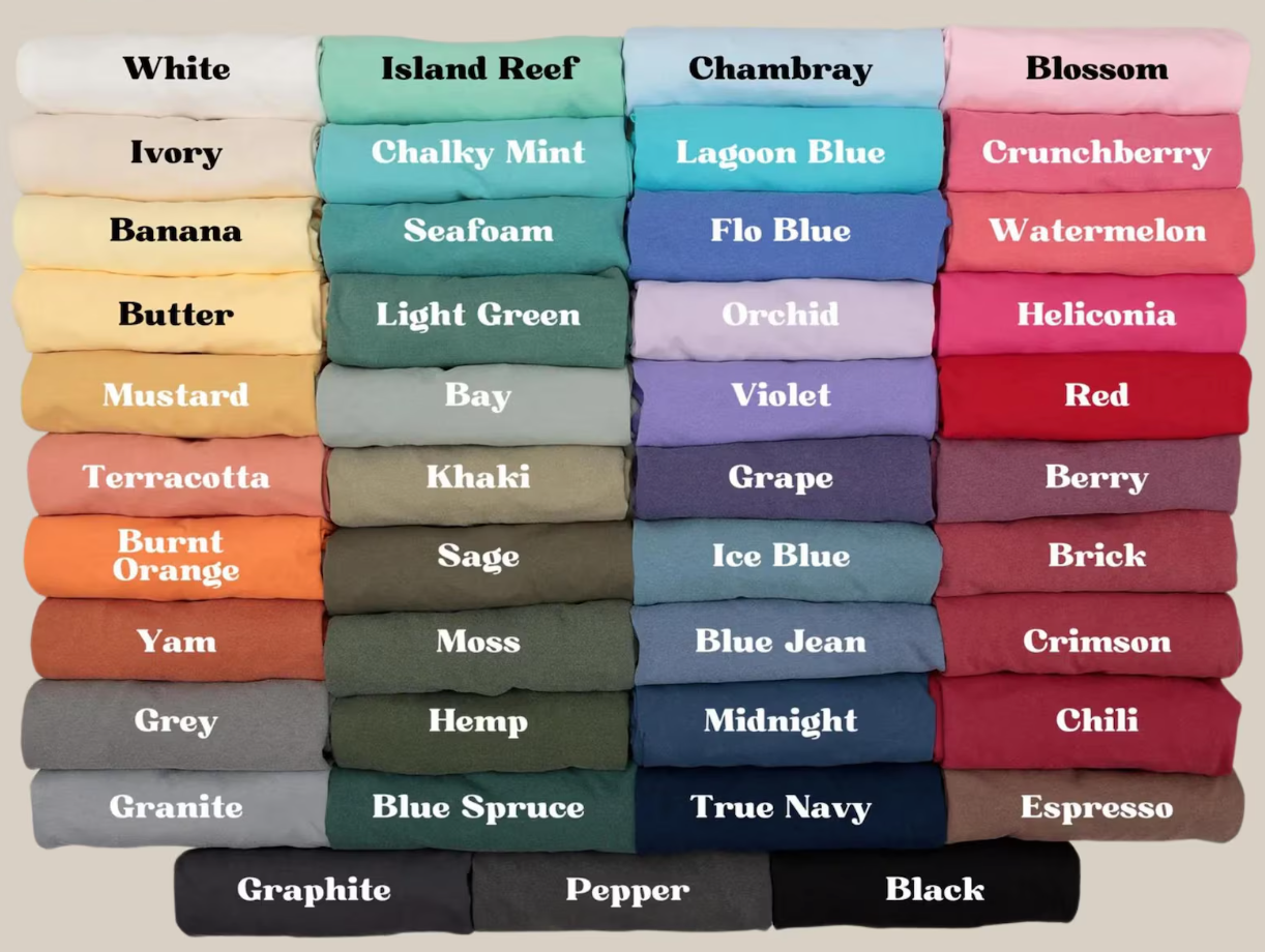 Comfort colors color chart