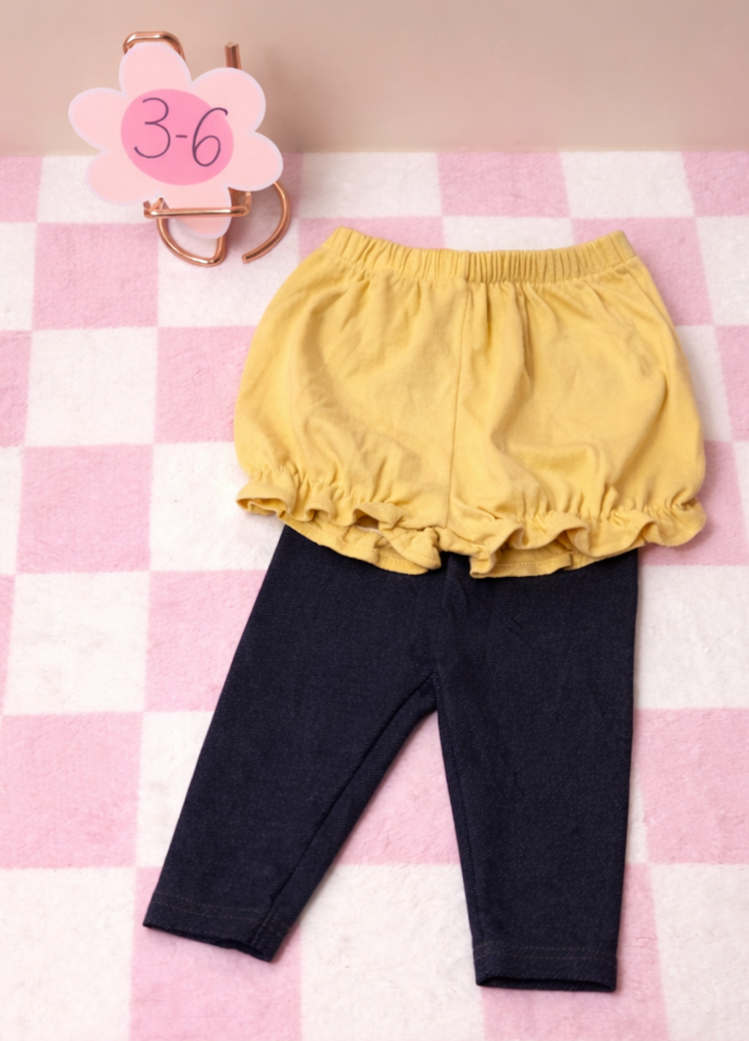 3/6m yellow shorts & denim leggings