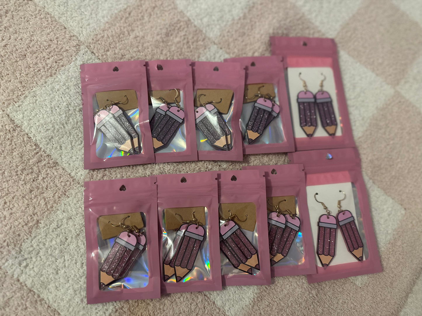 Glitter pencil earrings