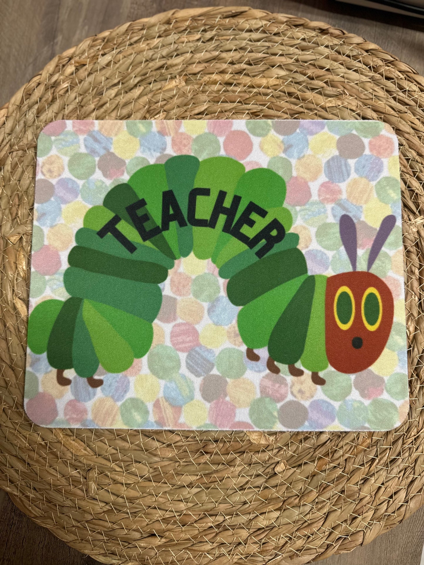 Caterpillar teacher mouse pad