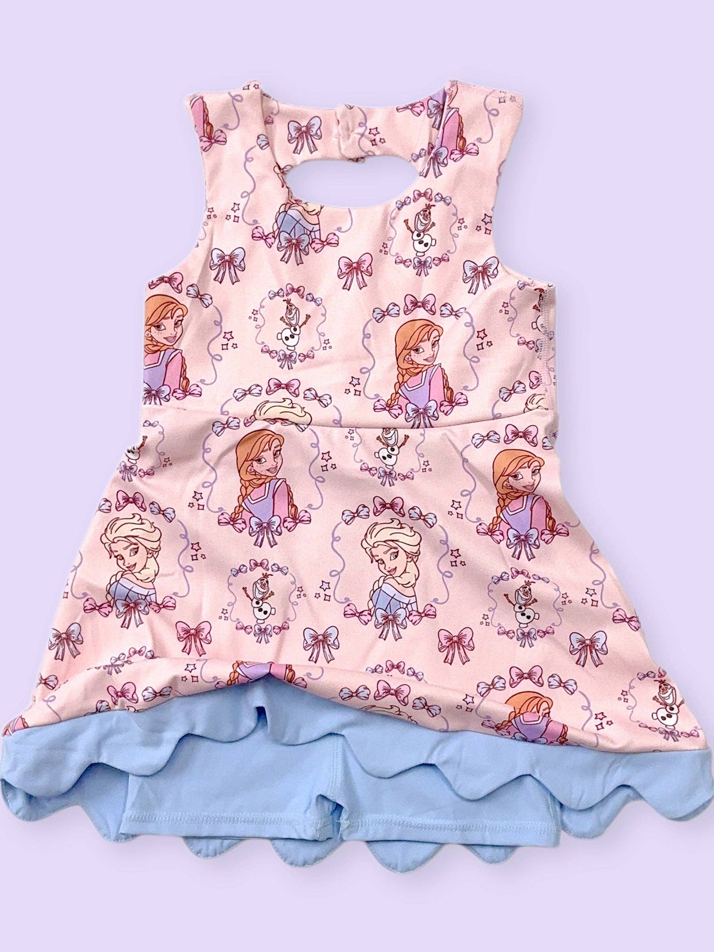 Fro*en Cartoon character Hi-Performance dress with attached shorts.GSD120303-SOL
