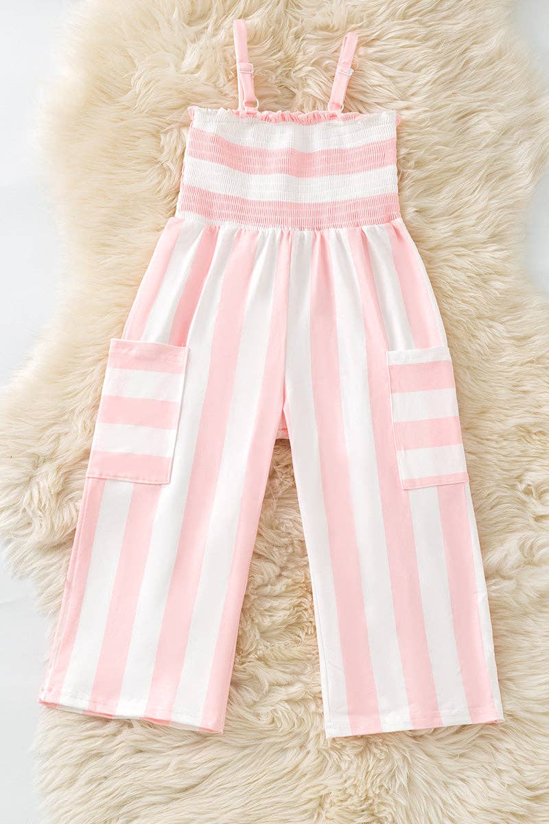 Pink & white stripe wide leg jumpsuit. PNG60070 JEAN
