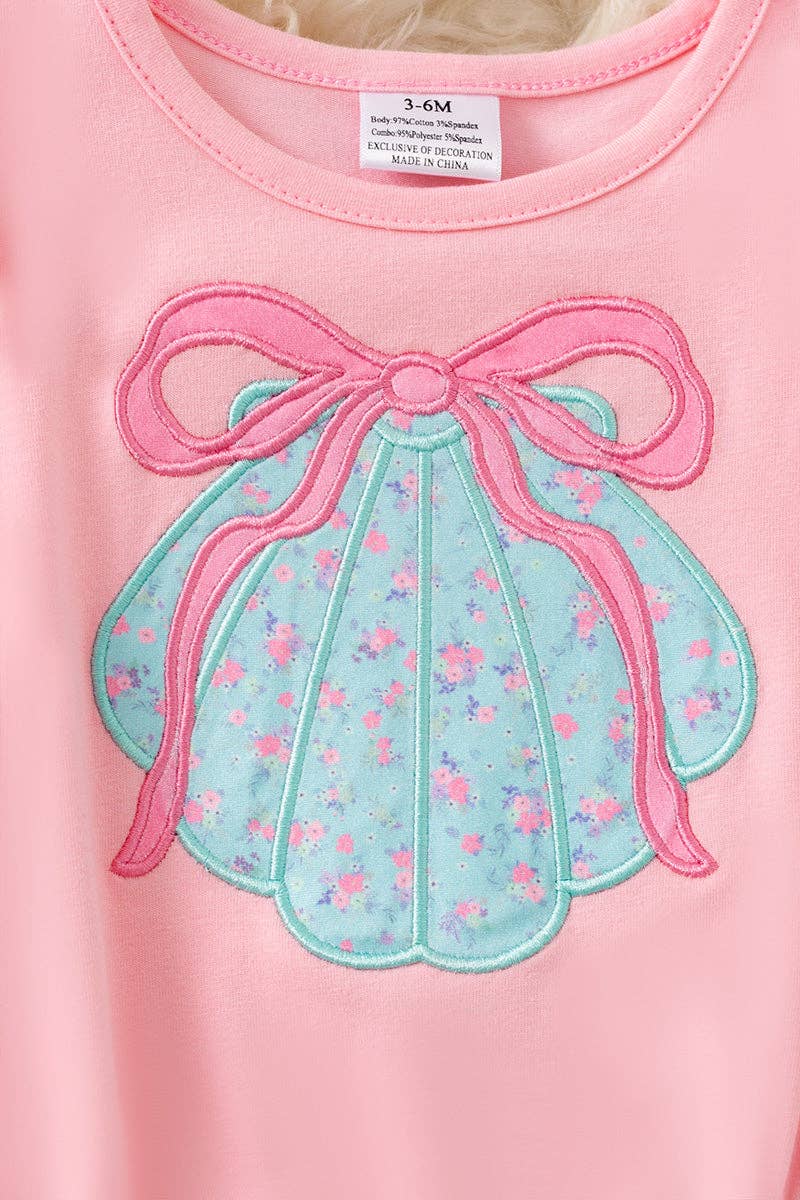 Floral seashell application baby bodysuit. RPG60257 SOL