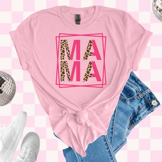 Pink/leopard mama tshirt