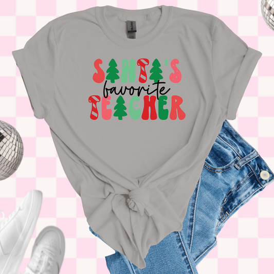 Santa's favorite teacher shirt