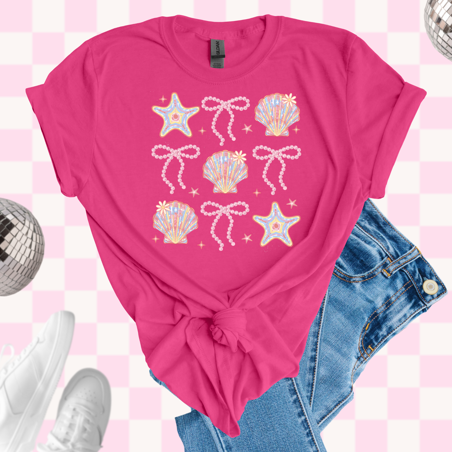 Pink Coquette seashell tshirt
