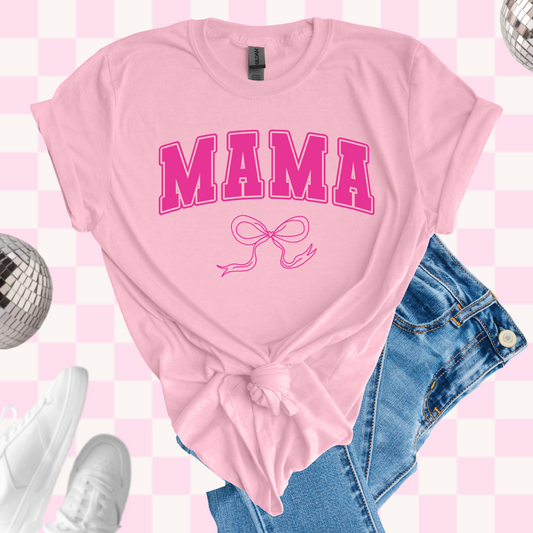 Pink mama bow tshirt