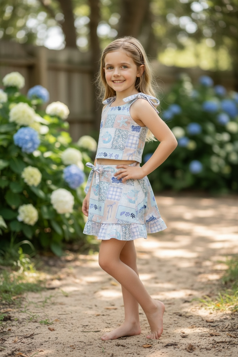 Coastal Cowgirl printed top & skort ruffle hem. GSD110602-AMY