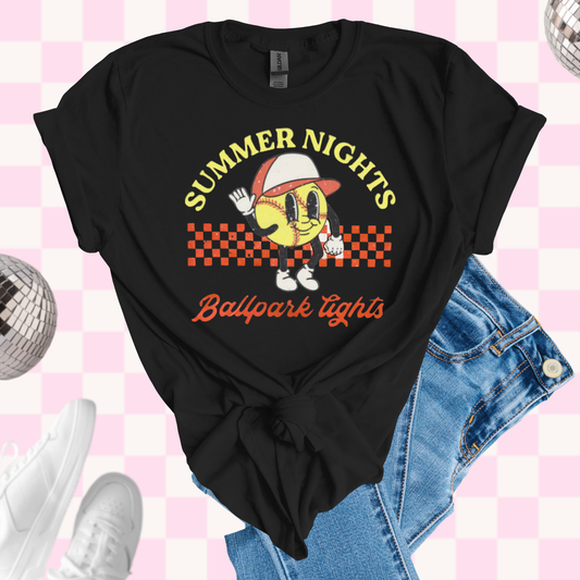 Summer nights softball tshirt