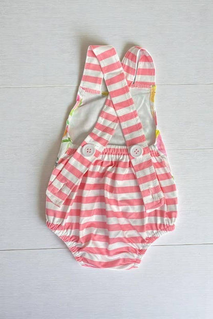 FLORAL Printed & striped baby onesie w/adjust buttons 1115WY