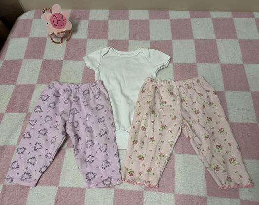 0/3m floral pants and tee
