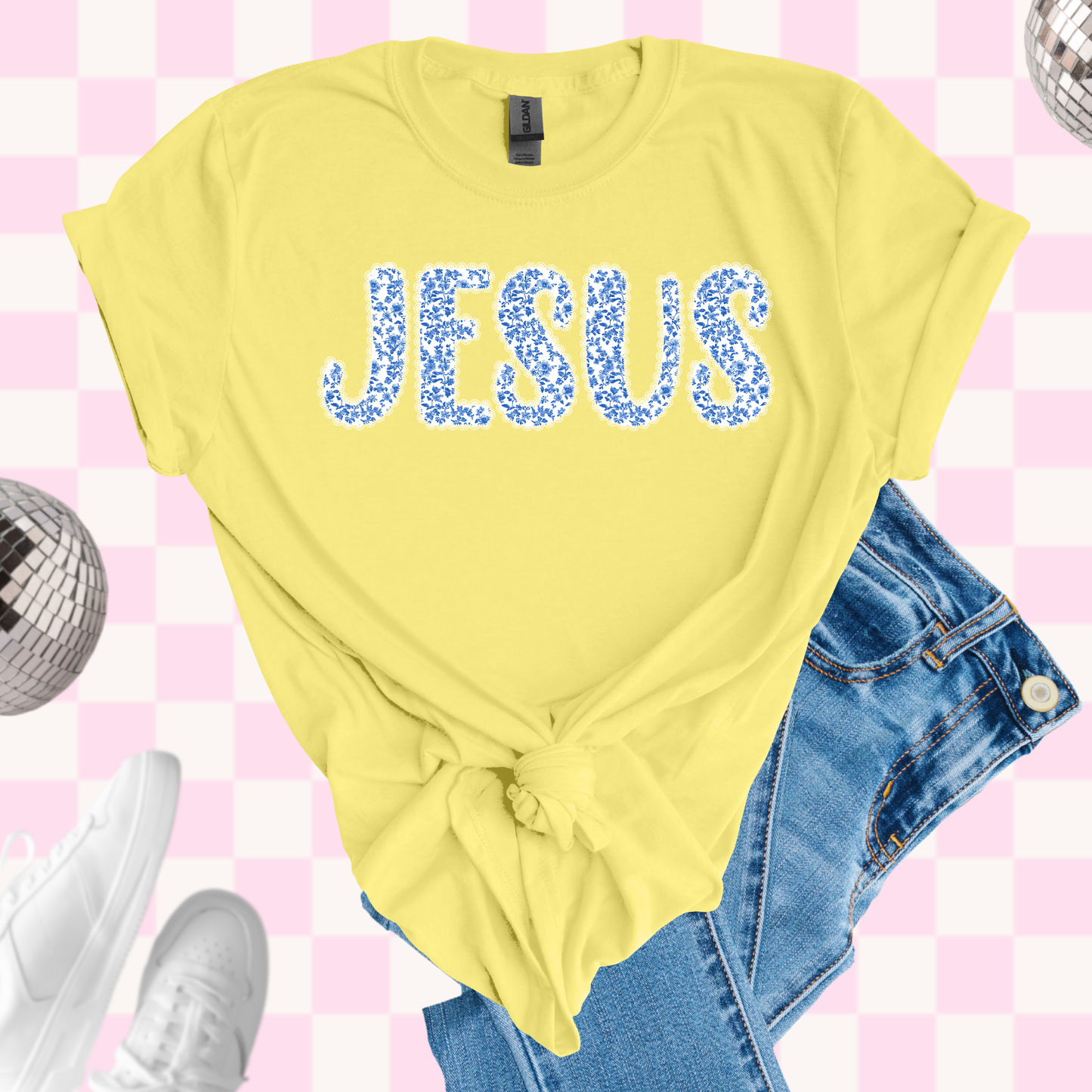 Jesus lace letters shirt