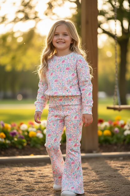 Floral  printed girls 2 piece set. OFG61039 AMY